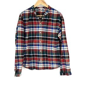 LL Bean Shirt Size Small Womens Red Signature Lightweight Flannel Collarless